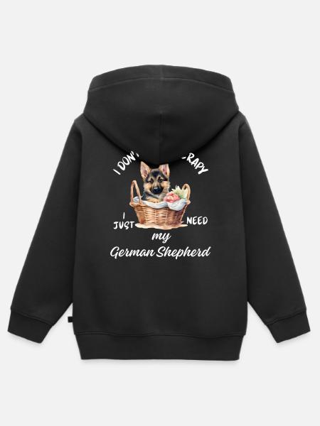 Deutscher Schäferhund-Korbwelpe - Kinder Premium Organic Zip Hoodie - Schwarz