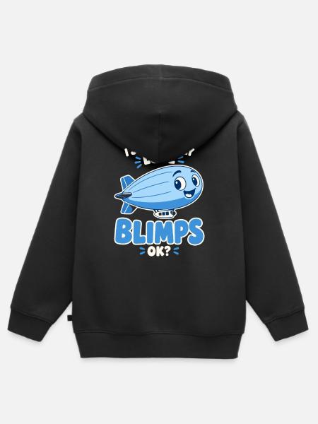 Ich liebe Blimps – fröhliche Luftschiff-Karikatur - Kinder Premium Organic Zip Hoodie - Schwarz