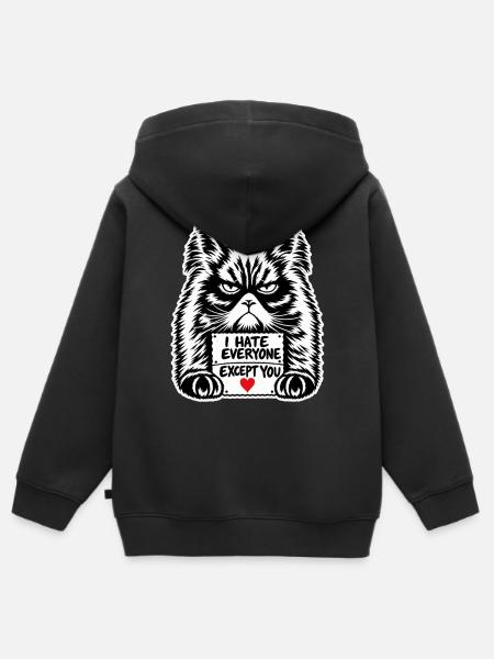 Moody Feline Herzzeichen-Tee - Kinder Premium Organic Zip Hoodie - Schwarz