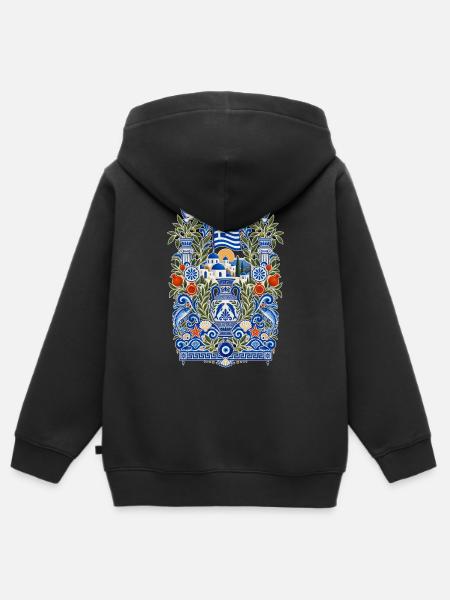 Griechenland | Oliven, Meer & Ägäis - Kinder Premium Organic Zip Hoodie - Schwarz
