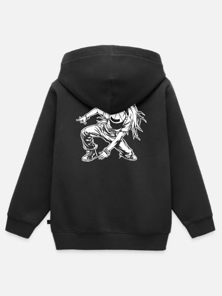 Cartoon B-Girl Zeichnung - Kinder Premium Organic Zip Hoodie - Schwarz
