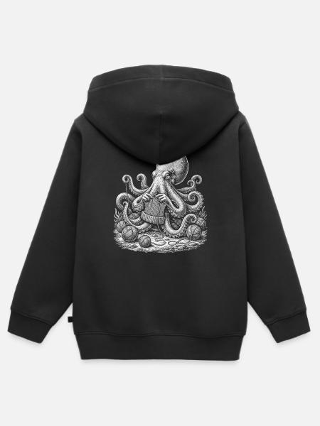 Häkelnder Oktopus – süßes Häkel-Liebhabergeschenk - Kinder Premium Organic Zip Hoodie - Schwarz