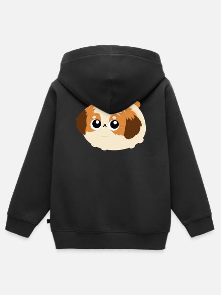 Chibi Flauschiges Shih Tzu-Welpengesicht - Kinder Premium Organic Zip Hoodie - Schwarz
