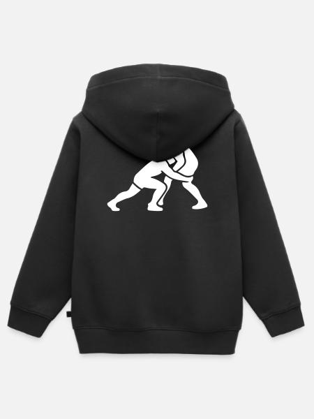 Ringen Ringer Zweikampf Symbol Weiß - Kinder Premium Organic Zip Hoodie - Schwarz