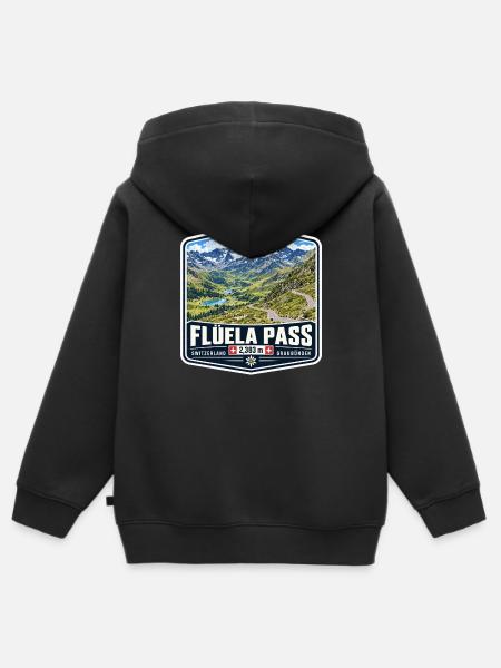 Flüela Pass – Schweiz - Kinder Premium Organic Zip Hoodie - Schwarz