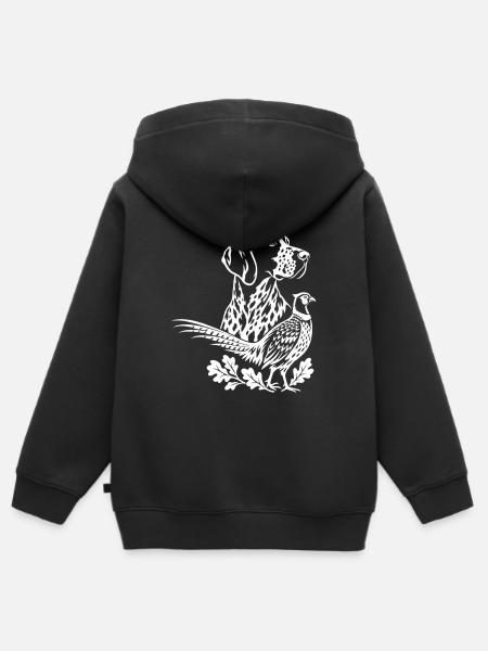 Hundesilhouette in Blütenlinie - Kinder Premium Organic Zip Hoodie - Schwarz