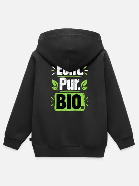 Echt Pur Bio Statement - Kinder Premium Organic Zip Hoodie - Schwarz