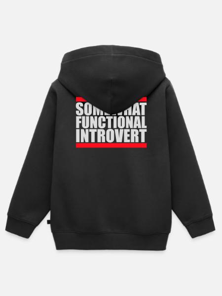 Somewhat Functional Introvert Spruch Logo Text - Kinder Premium Organic Zip Hoodie - Schwarz