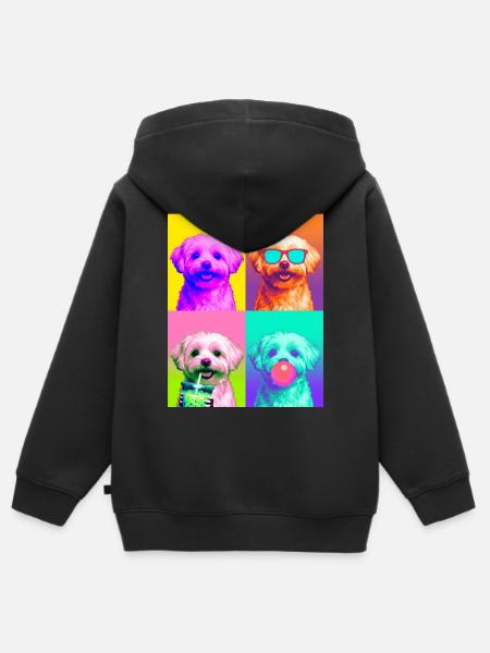 Hunde Malteser Hund - Kinder Premium Organic Zip Hoodie - Schwarz
