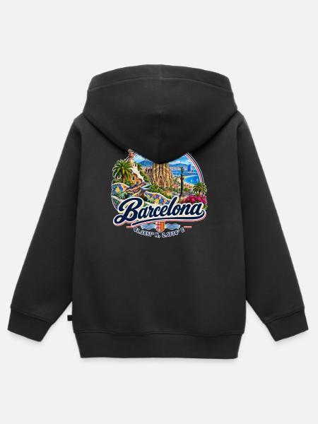 Barcelona - Spanien - Espana - Spain - Kinder Premium Organic Zip Hoodie - Schwarz