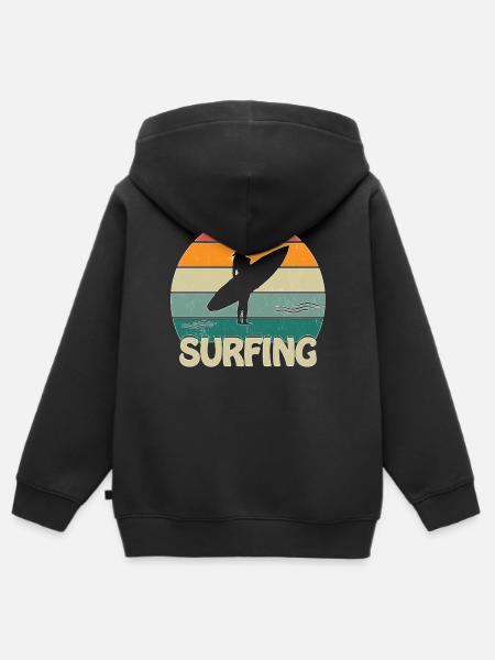 Surfing Sunset Woman - Kinder Premium Organic Zip Hoodie - Schwarz