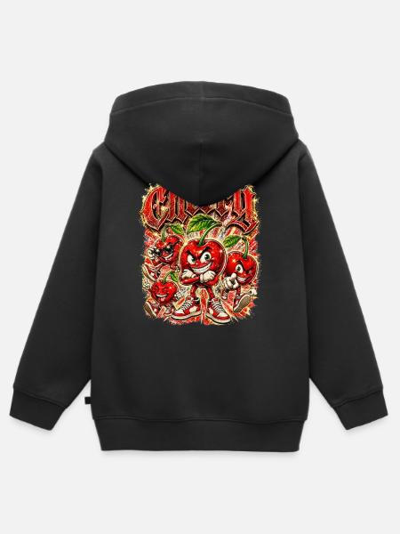 Kirsche - Kinder Premium Organic Zip Hoodie - Schwarz