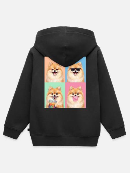 Hunde Zwergspitz Hund - Kinder Premium Organic Zip Hoodie - Schwarz