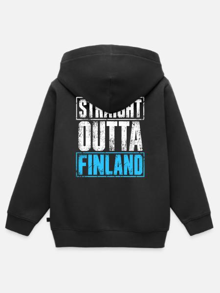 Straight Outta Finland - Finnland - finnisch - Kinder Premium Organic Zip Hoodie - Schwarz