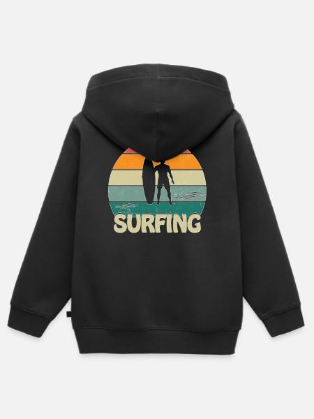 Surfing Sunset Man - Kinder Premium Organic Zip Hoodie - Schwarz