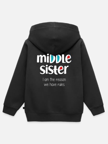 Mittlere Schwester - Kinder Premium Organic Zip Hoodie - Schwarz