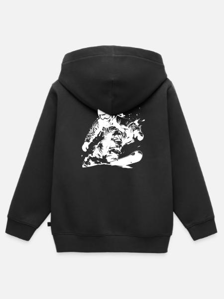 Snowboarder Zeichnung - Kinder Premium Organic Zip Hoodie - Schwarz