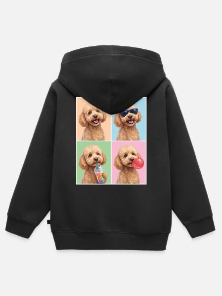 Hunde Pudel Hund - Kinder Premium Organic Zip Hoodie - Schwarz