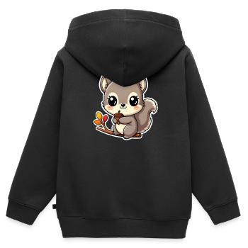Eichhörnchen - Kinder Premium Organic Zip Hoodie - Schwarz - Hinten - AI Model Kid Male (0cm)