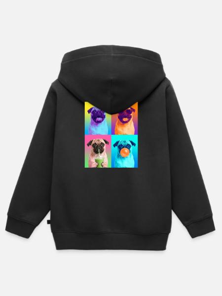 Hunde Mops Hund - Kinder Premium Organic Zip Hoodie - Schwarz