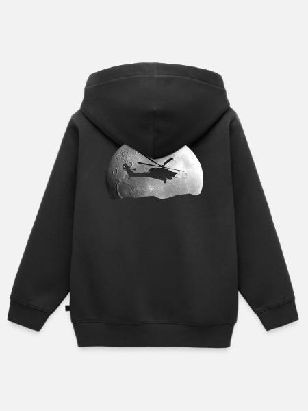 Hubschrauber Mond Geschenkidee - Kinder Premium Organic Zip Hoodie - Schwarz