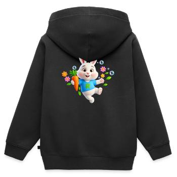 Süßer Hase mit Karotte – Buchstabe R - Kinder Premium Organic Zip Hoodie - Schwarz - Hinten - AI Model Kid Male (0cm)
