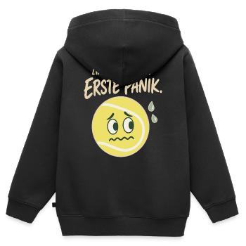 Zweiter Aufschlag Erste Panik Tennis Spruch - Kinder Premium Organic Zip Hoodie - Schwarz - Hinten - AI Model Kid Male (0cm)
