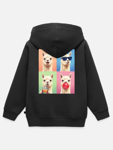 Alpakas Alpaka - Kinder Premium Organic Zip Hoodie - Schwarz