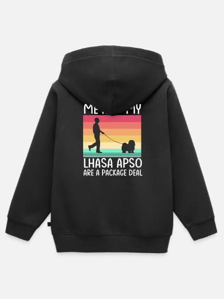 Lhasa Apso Hund - Kinder Premium Organic Zip Hoodie - Schwarz