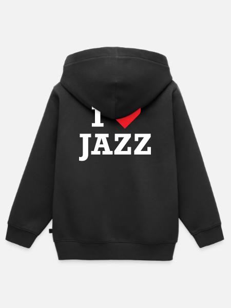 Ich liebe Jazz - Kinder Premium Organic Zip Hoodie - Schwarz