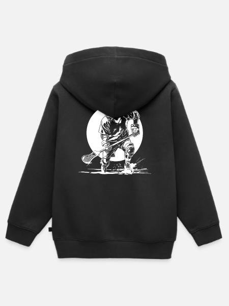 Lacrossespieler Skizze - Kinder Premium Organic Zip Hoodie - Schwarz