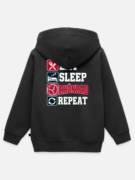 Eat Sleep Rhönrad Repeat - Kinder Premium Organic Zip Hoodie - Schwarz