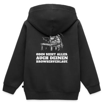 Odin sieht alles – auch deinen Browserverlauf - Kinder Premium Organic Zip Hoodie - Schwarz - Hinten - AI Model Kid Male (0cm)