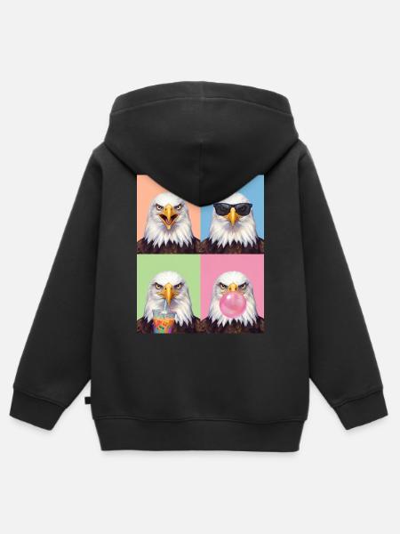 Eagle Adler - Kinder Premium Organic Zip Hoodie - Schwarz