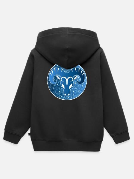 Tierkreiszeichen: Widder - Kinder Premium Organic Zip Hoodie - Schwarz
