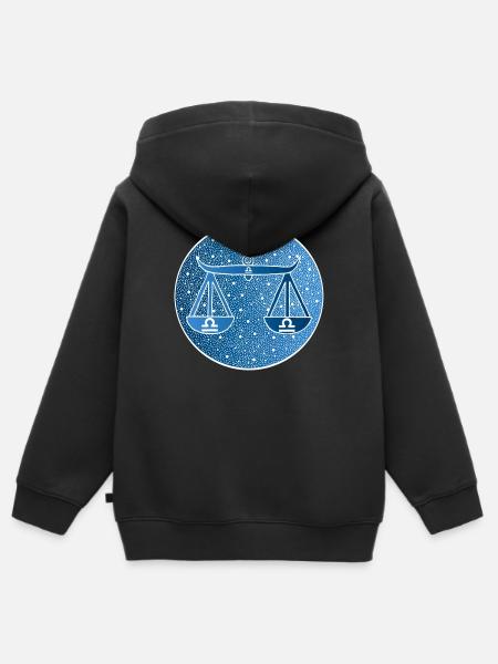 Sternzeichen: Waage - Kinder Premium Organic Zip Hoodie - Schwarz