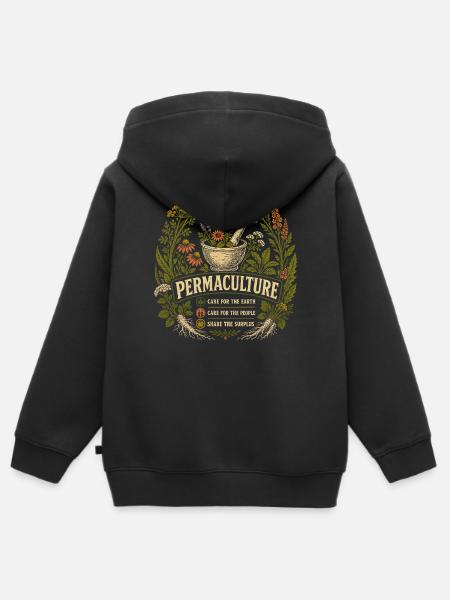 Permakultur-Kräutergarten - Kinder Premium Organic Zip Hoodie - Schwarz