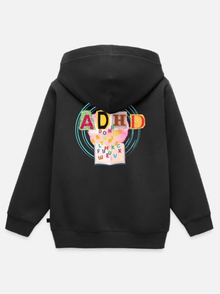 ADHS - Kinder Premium Organic Zip Hoodie - Schwarz