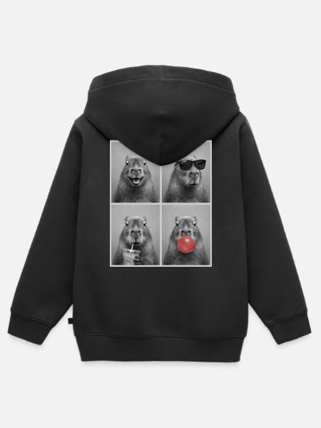 Wasserschwein Capybara - Kinder Premium Organic Zip Hoodie - Schwarz