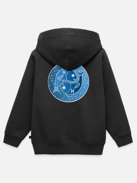 Sternzeichen: Fische - Kinder Premium Organic Zip Hoodie - Schwarz