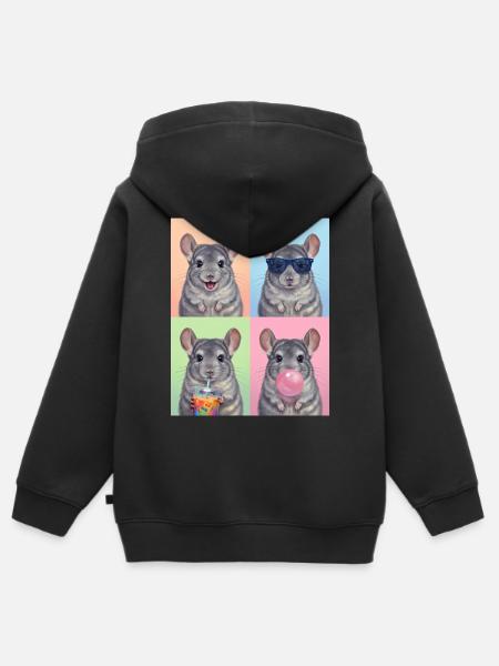 Chinchillas Chinchilla - Kinder Premium Organic Zip Hoodie - Schwarz
