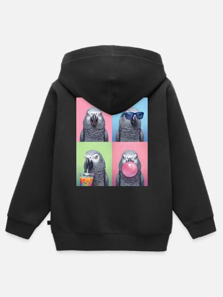 Graupapageien Graupapagei - Kinder Premium Organic Zip Hoodie - Schwarz