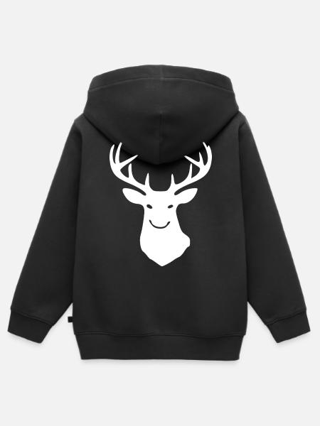 Hirschsilhouette Geweih Logo - Kinder Premium Organic Zip Hoodie - Schwarz