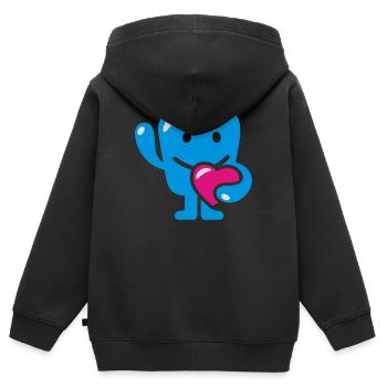 monstre avec le coeur - monstre avec le coeur - Sweat Premium à capuche zippé enfant bio - noir - Dos - AI Model Kid Male (0cm)