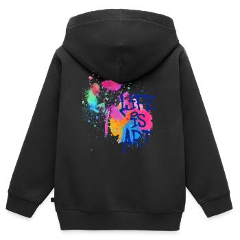art,art,graffiti,painting,watercolor,colorful,colorful,colorful - Kids Premium Organic Zip-up Hoodie - black - Back - AI Model Kid Male (0cm)