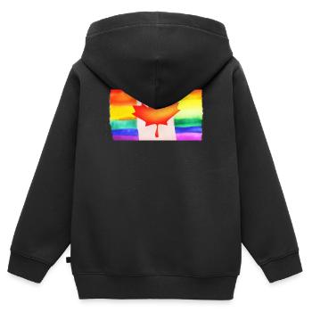 Kanada Flagge LGBTQ - Kinder Premium Organic Zip Hoodie - Schwarz - Hinten - AI Model Kid Male (0cm)