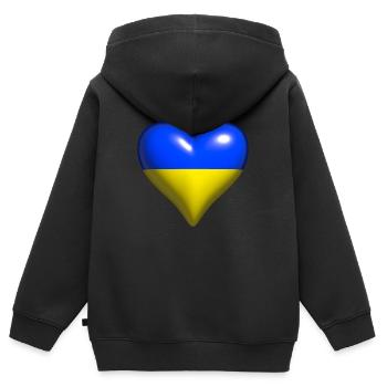 Ukraine Sweden shiny heart blue yellow - Kids Premium Organic Zip-up Hoodie - black - Back - AI Model Kid Male (0cm)