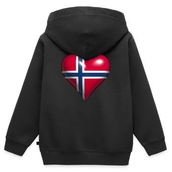 Norway shiny heart red white blue flag - Kids Premium Organic Zip-up Hoodie - black - Back - AI Model Kid Male (0cm)