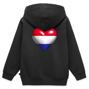 Netherlands shiny heart blue white red flag - Kids Premium Organic Zip-up Hoodie - black - Back - AI Model Kid Male (0cm)