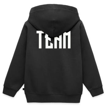 TEAM Blockschrift  - Kinder Premium Organic Zip Hoodie - Schwarz - Hinten - AI Model Kid Male (0cm)